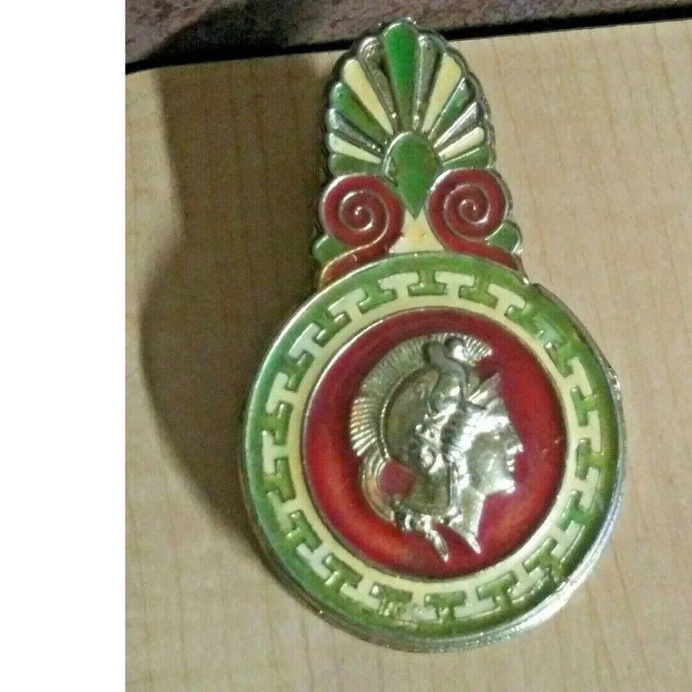 Cloisonne Paper Clip Vintage Enamel Alexander the Great Brass-tone Metal EUC